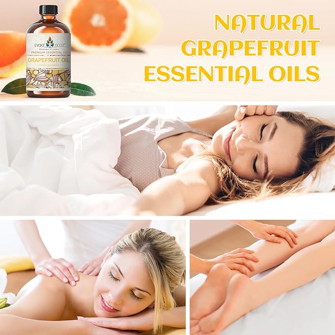 EVOKE OCCU 100% Pure Grapefruit Essential Oil for Diffuser, Aromatherapy, Skin - 4 Fl Oz