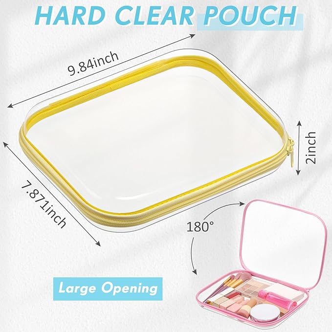 Sanwuta 10 Pcs Hard Zipper Case Clear Hard Pouches Plastic Zipper Pencil Box Toy Storage Bins Portable Plastic Container for Travel Toiletry Office Cosmetic Block Puzzle Organizer (M,Macaron Color)