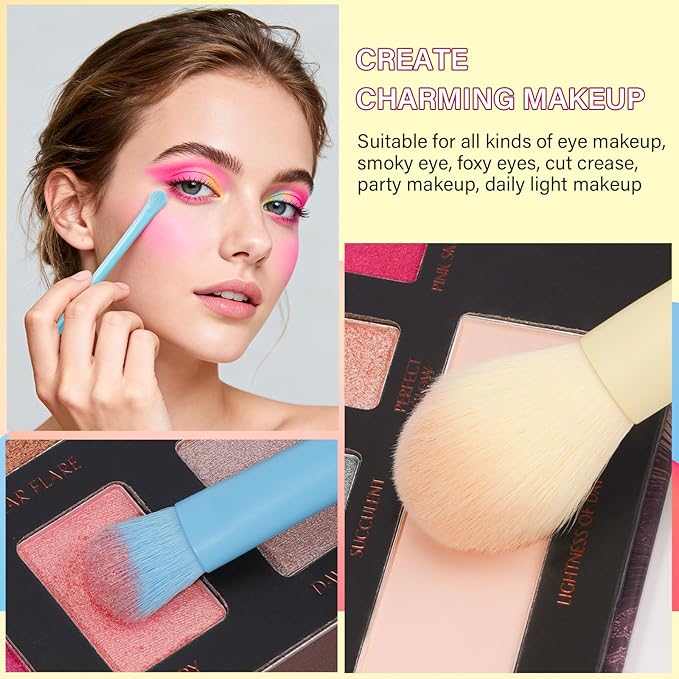 docolor 6 Piece Makeup Brush Set for for full face and eye makeup application, for Foundation, Powder, Blush, Contour, Concealer ＆ Eyeshadow, Mini Makeup Brushes Travel Gift Set Cruelty-Free & Vegan