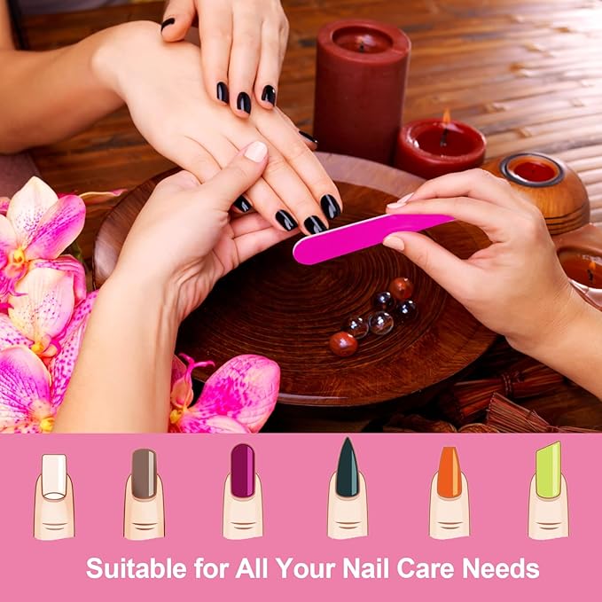 200 Pcs Emery Boards for Nails, Nail Files for Nature Nails Small Disposable Double Sided Colorful Nail File Bulk for Home Salon Travel Size Mini Manicure Kit for Men Women Kids Wood Emory Pink/Blue