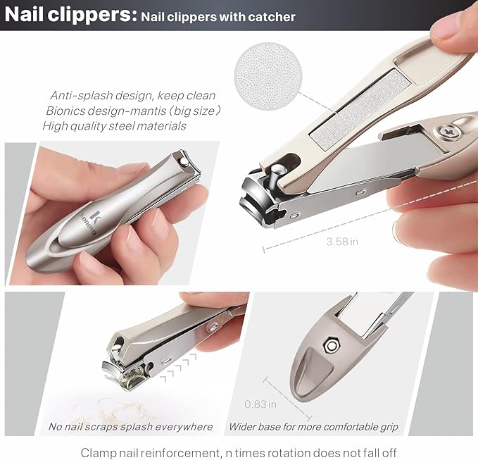 Toenail Clippers for Seniors Thick Toenails, Toe Nail Clippers Adult Thick Nails Long Handle, Heavy Duty Nail Clippers Kit 6Pcs Black