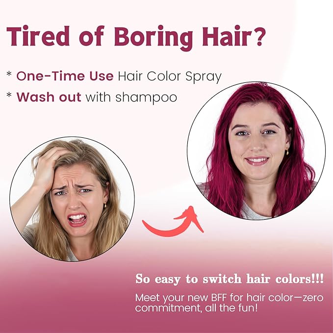Hair Color Spray, Temporary Hair Dye for Women & Men, Vibrant Colors Hair Wax Gray Hair Cover for Party, Halloween, Cosplay (Hot Pink, 120 ML)