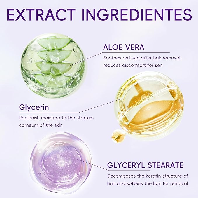 Facial Hair Removal Cream for Women – Depilatory & Post Care Soothing Cream, 5 Min Painless & Fast Face Hair Remover from Chin, Upper Lip, and Sideburns, Gentle Plant Formula for Sensitive Skin