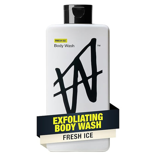 W By Jake Paul Exfoliating Body Wash for Men, Vitamin-Infused, Hydrating Shower Gel, Fresh Ice, 18 fl oz