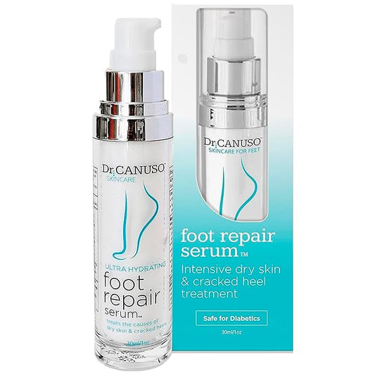 Dr. Canuso Foot Repair Serum, Medical Strength Cracked Heel Treatment, Lotion for Fast Acting Relief for Cracked Feet & Dry Skin, Patent Pending Formula, Made in USA