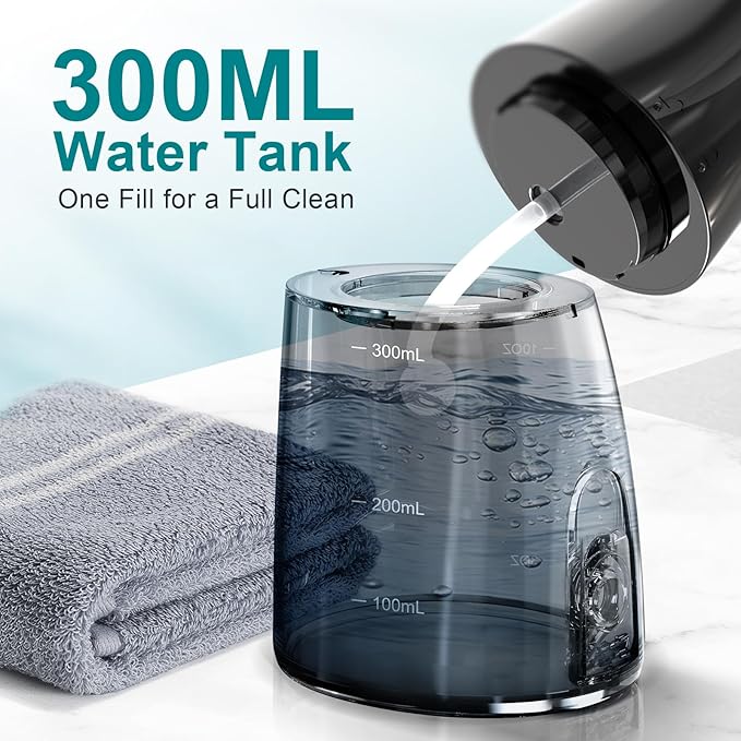 Nicefeel Cordless Water Dental Flosser – 300ML BPA-Free Portable Oral Irrigator, 3 Cleaning Modes, Fast Charge, IPX7 Waterproof for Teeth, Gums & Tonsil Stones – Home & Travel Use