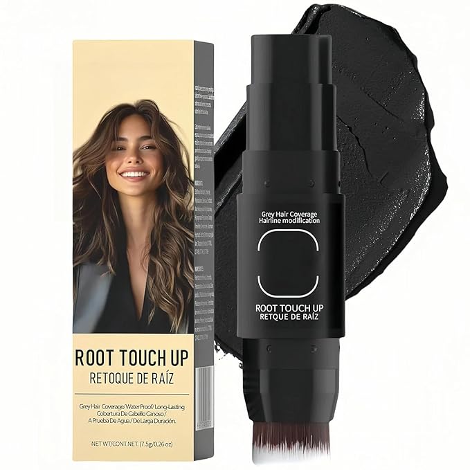 Gowwim Root Touch up Powder, Instantly Gray Hair Cover up Hairline Powder for Women & Men Waterproof and Sweatproof Root Cover Up Long-Lasting for Thinning & Loss Hair (black3, 7.5g)
