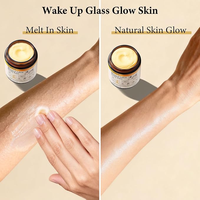 Beef Tallow for Skin - Organic Grass Fed Beef Tallow Balm for Face & Body Moisturizer - Whipped Tallow and Honey Balm Deeply Hydrates for Sensitive, Dry Skin Care - 4.23 oz, Vanilla Orange