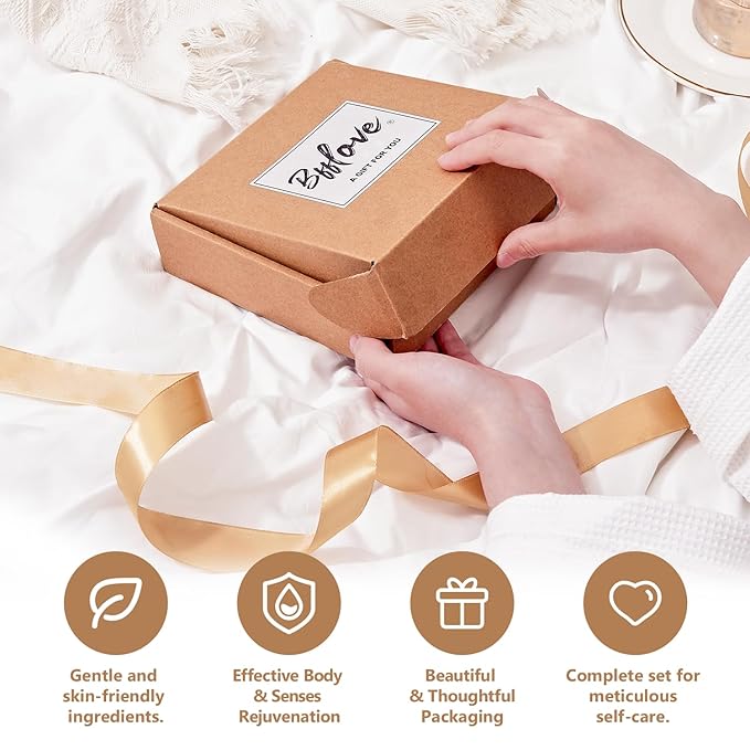 Gifts for Women BFFLOVE Gift Set for Women 5pcs Cherry Blossom Spa Set, Birthday Gifts for Her with Massage Oil, Scented Candle, Bath Salts, Hand Cream