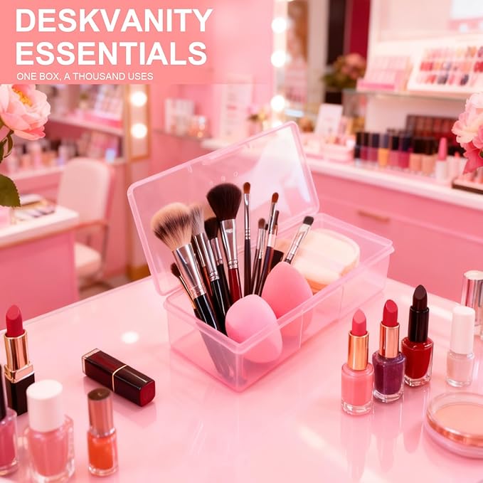 Plastic Nail Storage Manicure Tool Box, 4PCS Storage Personal Box Nail Implement Storage Box Organizer Case Box for Nail Art Pedicure Supply (Pink-4pcs, Large)