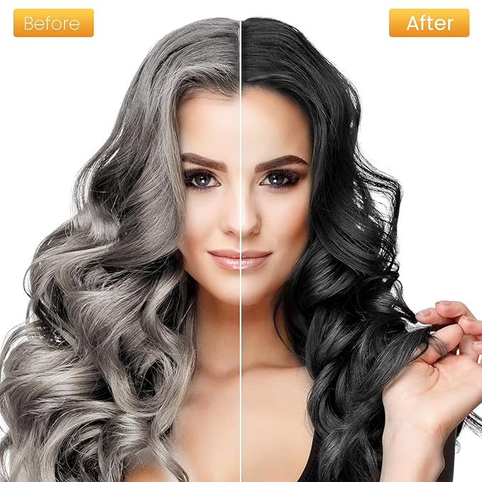 Black Hair Dye Shampoo 3 in 1, Hair Color Shampoo for Women and Men, Hair Dye to Cover Gray Hair, Herbal Ingredient Shampoos for Grey Hair Coverage 500ml (Black)