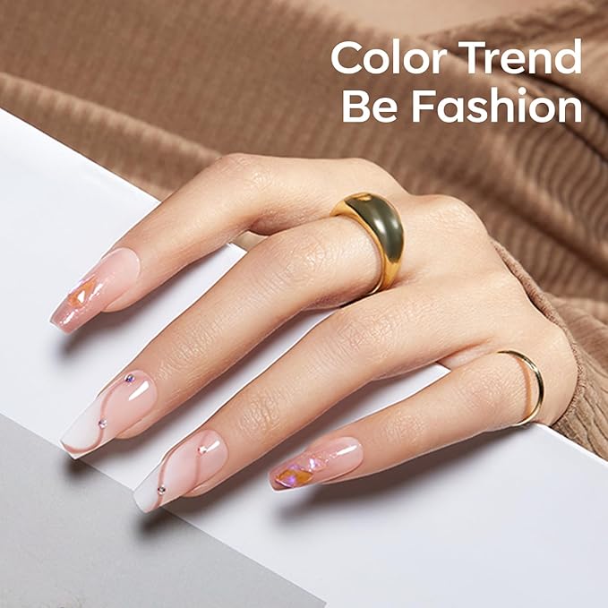 modelones Iridescent Shimmer Gel Nail Polish, Maple leaf Orange Holographic Nude Brown Glitter Gel Polish Soak Off LED Nail Art Gel DIY Salon Gift, 15 ML