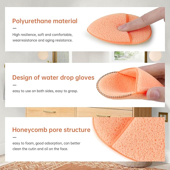 6Pcs Facial Sponges Set, Cleansing Puff, Colorful Facial Sponges for Face Wash, Reusable Makeup Remover Exfoliating Pads for Daily Cleansing