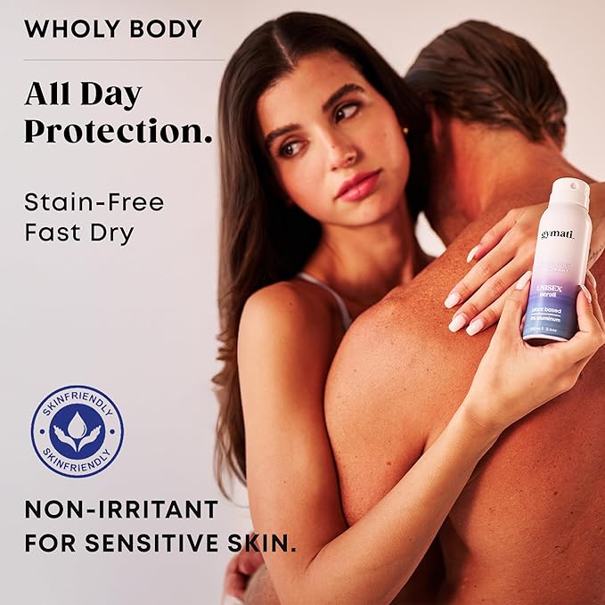 Gymati - Fitness Deodorant Spray for Men & Women - Aluminum-Free - All Day Ultimate Odor Protection - Built For Sweat - Air-Powered - Vegan & Plant-Based - Made in USA - Unisex - 3.4oz Travel Size