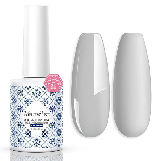 MelodySusie Fleurwee Plant Based Gel Nail Polish, Hema Free Neutral Gray Nail Polish, Soak Off UV LED Gel Polish Gift for Women 21 Non Toxic Long Lasting Nail Art Manicure Salon DIY at Home P18