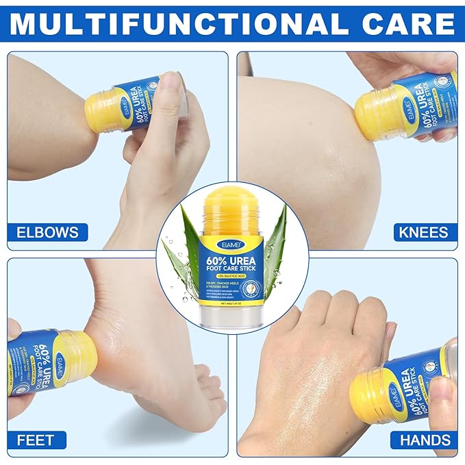 60% Urea with 2% Salicylic Acid Urea Foot Care Stick, Heel Stick for Cracked Feet, Foot Care Cream Moisturizer for Dry Cracked Feet, Knees, Elbows, Hands, Foot Lotion Stick -1.41oz