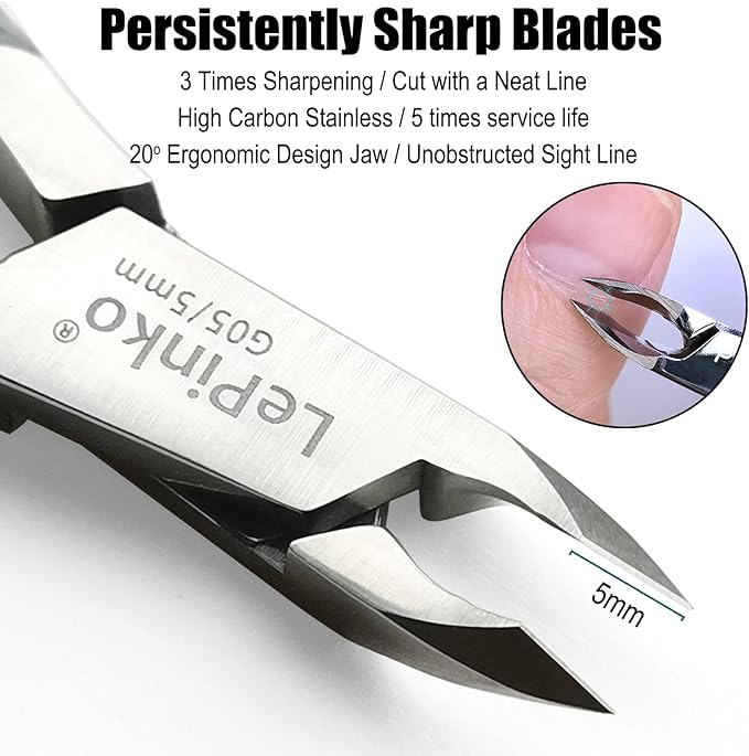 LePinko Professional Cuticle Trimmer kit, Super Sharp Dead Skin Clipper, Labor-saving Cuticula Remover for Fingernail Toenail, Manicure Pedicure Tool for Women Men, Home Salon Use, 5mm Jaw
