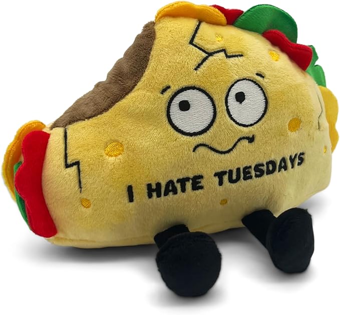 Punchkins Taco Plushie - I Hate Tuesdays Funny Plush, Gift for Taco Lovers, Cute Plush Toy for Gifting