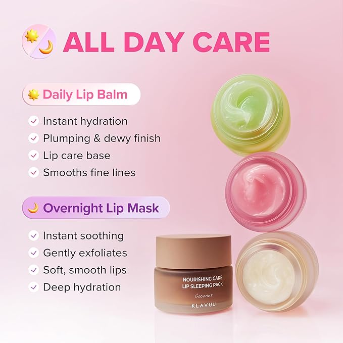 Klavuu Lip Mask Sleeping Pack (0.7oz) – Overnight Deep Hydrating Korean Lip Balm Treatment for Very Dry, Chapped Lips | Lip Lightening & Plumping with Instant Hydration | Gentle Exfoliating (Coconut)