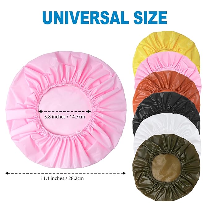 6 PCS Shower Caps for Women, Double Side Waterproof Shower Cap, Reusable Elastic Bath Caps for Shower, EVA Bathing Shower Caps, Bath Hair Caps - Black White Pink Yellow Brick Red Dark Green