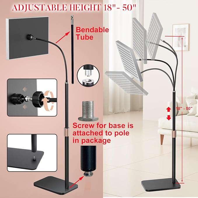Red Light Therapy for Body: Infrared Light Therapy Panel Lamp with Stand, 660nm Deep Red and 850nm Near Infrared LED Device at Home for Face and Body