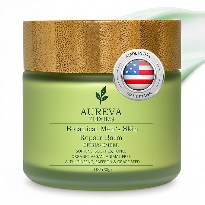 Men's Skin Moisturizer Balm – Face & Body For All Skin Types – Botanical cleansing Balm for full Day Moisturize - Ember Citrus Scent, 2oz