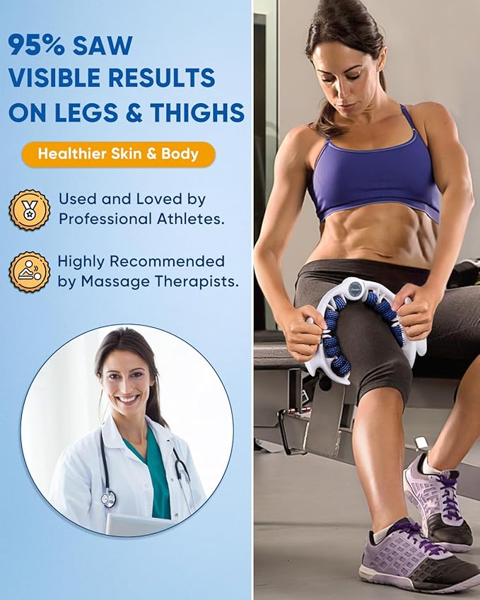 ONUEMP Cellulite Massage Tool, Lymphatic Drainage Cellulite Remover for Legs, Muscle Roller Fascia Massage - Body Sculpting, Lipedema Massagers, Celulitis Reduccion, Deep Tissue Pain Relief, Blue