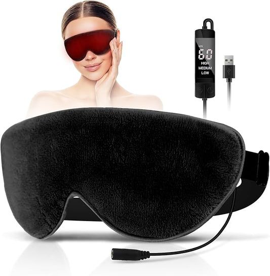 KOVNLO Heated Eye Mask, Washable USB Electric Moist Heat Warm Compress for Eyes, Eye mask with Flaxseed for Dry Eyes, Blepharitis, Chalazion, MGD, Stye Eye Treatment