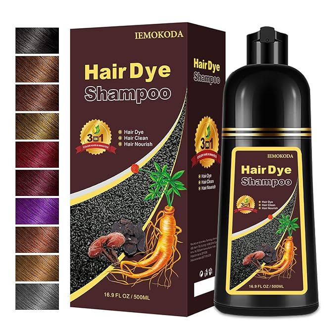 Hair Dye, Hair Dye Shampoo for Women & Men, Color Shampoo Hair Dye 16.13 Fl Oz, Safe and Natural Champu Para Canas (Dark Brown)