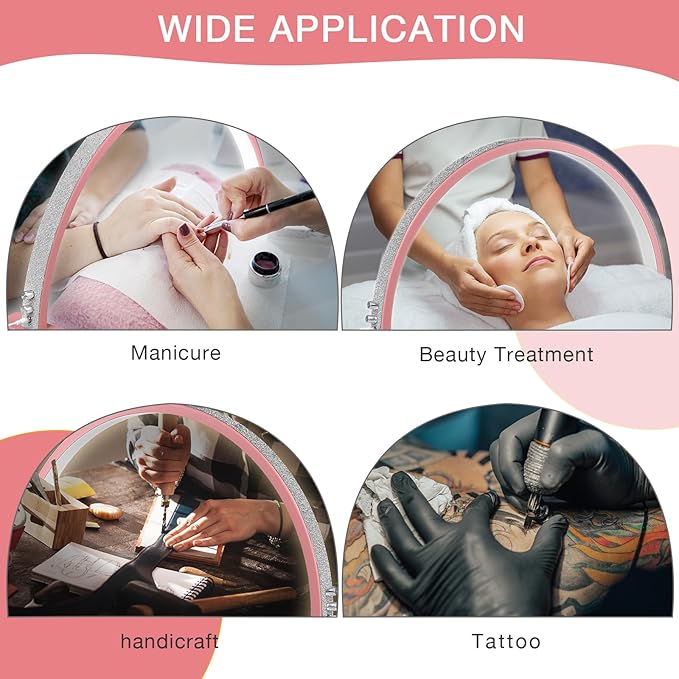 IMENE 29in Half Moon Lamp, 3000-6000k LED Manicure Light for Nail Desk, Perfect for Table Pink