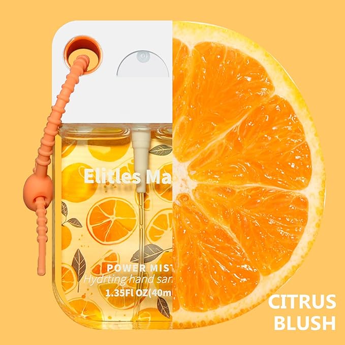 Hand Sanitizer Spray, 3Pack Spray Hand Sanitizer Travel Size With Cute Keychain, Scented Mini Pocket Power Mist Hydrating for Kids Christmas Gifts,1.35FL.OZ (Watermelon,Citrus,Strawberry