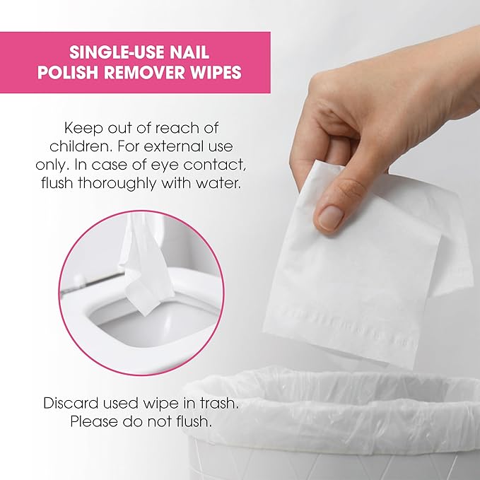 Diamond Wipes Nail Polish Remover Wipes with Aloe Vera, Acetone Nail Polish Remover Pads, Case of 500 Individually Wrapped Nail Polish Wipes