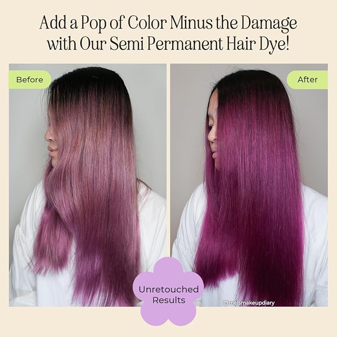 INH Semi Permanent Hair Color | Color Depositing Conditioner | Pink Hair Dye | No Bleach No Peroxide Temporary Fuchsia Crystal Tint for Women, Men | Vegan, Ammonia Free, Sulfate Free, Ready to Use 6oz