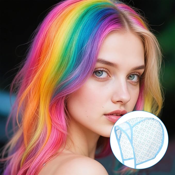 3PCS Highlight Caps For Hair Highlighting Cap Disposable Frosting Caps for Highlighting Hair Dying Highlights Cap With 3 Plastic Crochet Hooks for Dying, Bleach, Salon and DIY Hairdressing(Blue)