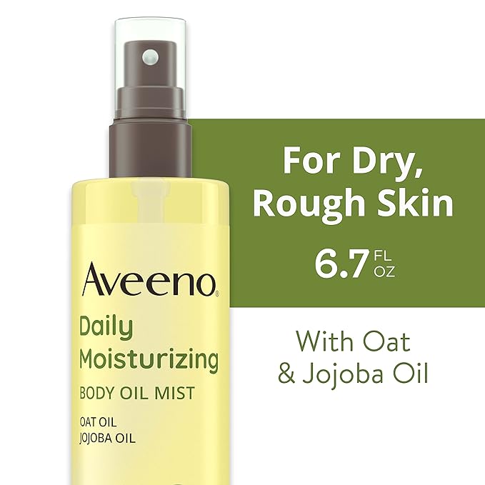 Aveeno Daily Moisturizing Dry Body Oil Mist with Oat and Jojoba Oil for Dry, Rough Sensitive Skin, Nourishing & Hypoallergenic Body Spray, Paraben-, Silicone- & Phthalate-Free, 6.7 fl. oz