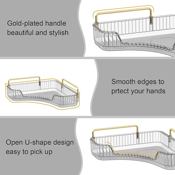 GTI 2 Tier Makeup Organizer, Large Capacity Bathroom Counter Organizer, Perfume Cosmetics Skincare Vanity Organizers, Dresser Countertop Organizer and Storage for Women (Gray)