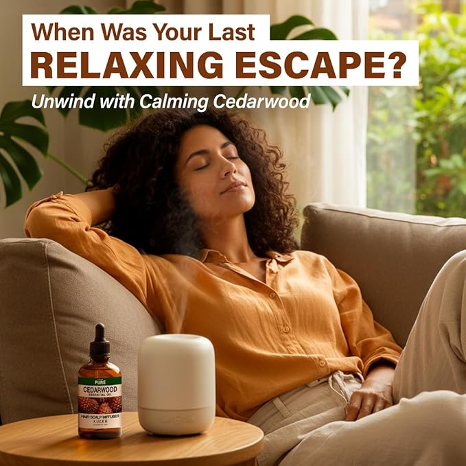 KUKKA Cedarwood Essential Oils - 4 Fl Oz - for Hair, Skin, Diffuser, Aromatherapy & DIY Soap Making Scent