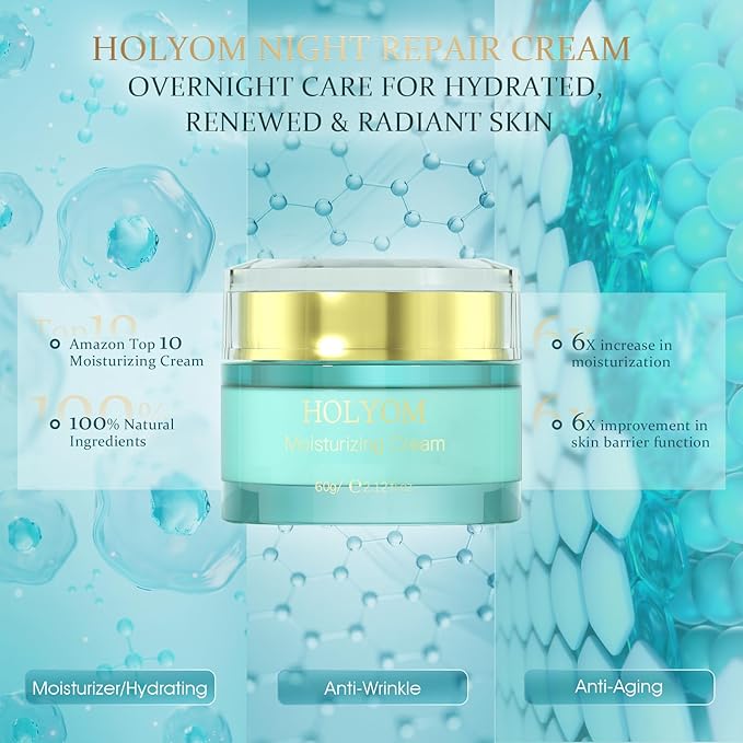 Anti-Aging Night Cream - Overnight Repair with Ceramides, Collagen Peptides and Hyaluronic Acid Deeply Hydrating, Non-Greasy, Fragrance-Free • 2.11 fl oz