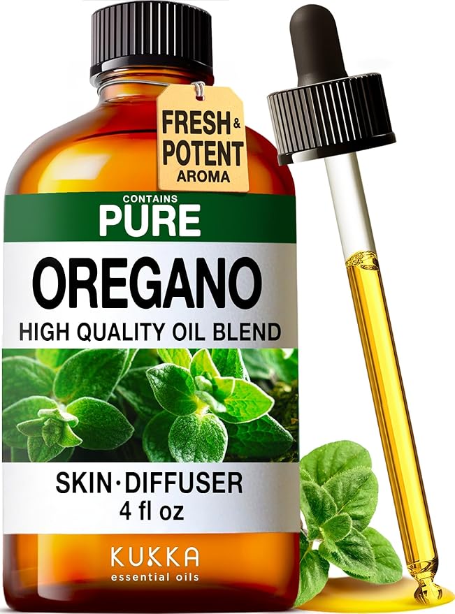KUKKA Oregano Essential Oils - 4 Fl Oz - for Hair, Skin, Diffuser, Aromatherapy & DIY Soap Making Scent