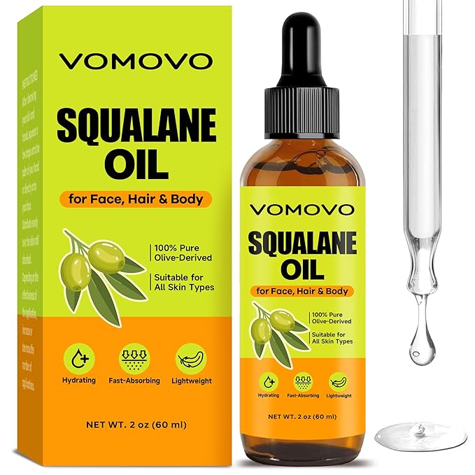 Squalane Oil (2 oz) 100% Plant-Derived Oil, Squalane Oils for Face, Hair & Body,Lightweight, Fast-Absorbing, Fragrance-Free Hydrating Serum, Restores Skin Barrier, Suitable for All Skin Types