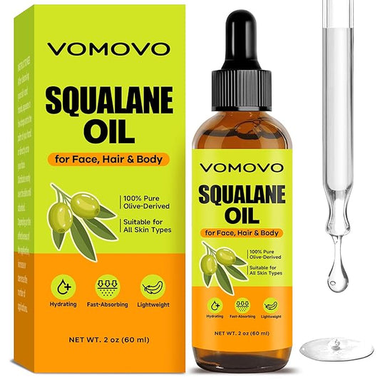 Squalane Oil (2 oz) 100% Plant-Derived Oil, Squalane Oils for Face, Hair & Body,Lightweight, Fast-Absorbing, Fragrance-Free Hydrating Serum, Restores Skin Barrier, Suitable for All Skin Types