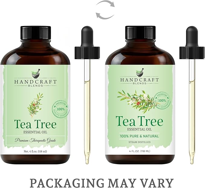 Handcraft Blends Tea Tree Essential Oil – Huge 4 Fl Oz – 100% Pure and Natural – Premium Grade Essential Oil for Diffuser and Aromatherapy, Skin, Massage, Candle and Soap Making Fragrance