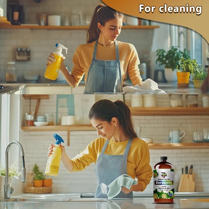 Bergamot Essential Oil (8 oz / 240 ml) – Bergamot Oils for diffusers, humidifiers, Home Baths, Cleaning Products, Yoga, DIY Soaps and DIY Scented Candles