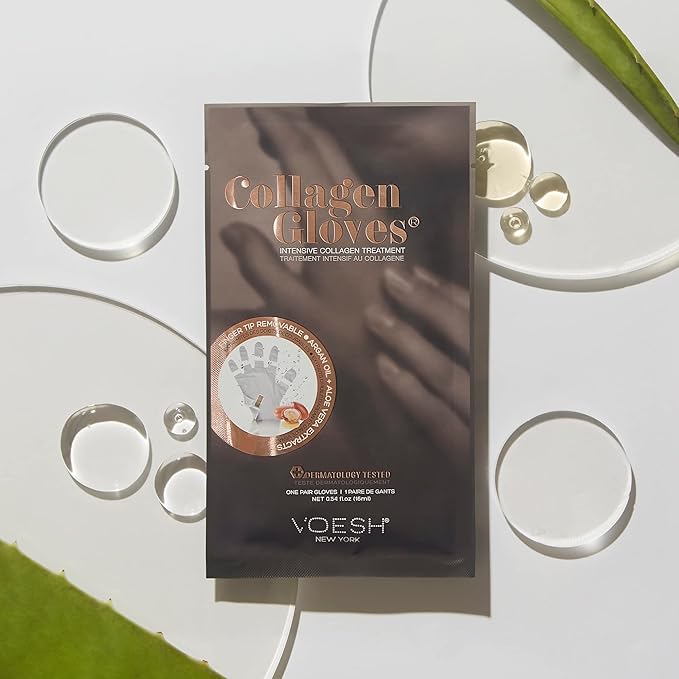 VOESH Collagen Gloves Trio, Vegan Hand Masks, 1 Pack of 3 pairs, Moisturizing Hand Mask, Lotion Gloves, Hydrating Gloves, Hand Care, Spa Manicure Gloves, Dry Hand Treatment