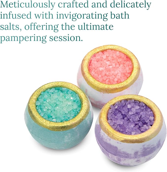 Crystal Bath Bombs Gift Set (6 Pack) – Aromatherapy Bath Bombs with Bath Salts. Lavender, Eucalyptus Mint & Citrus - Relaxation Gifts for Women, Self Care Gifts for Women & Men, Stocking Stuffers