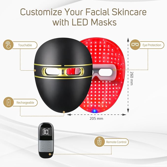 Pro-Grade FSA LED Light Therapy Facial Mask- HSA Salon Treatment for Acne, Wrinkles & Redness at Home