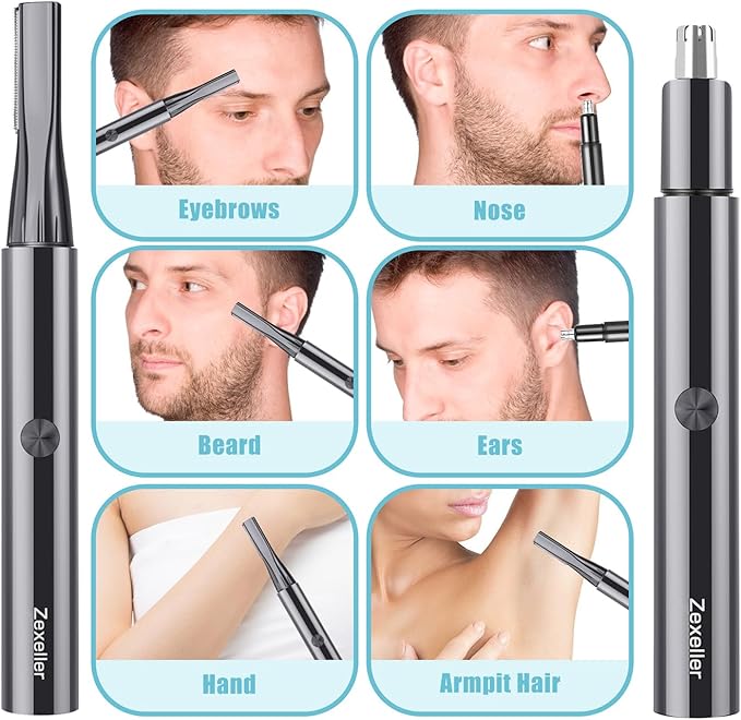 9-in-1 Precision Trimmer Kit: Eyebrow Trimmer,Electric Eyebrow Razor, Nose Trimmer, Grooming Scissors, Tweezers & Brush | All-in-One Grooming Tool
