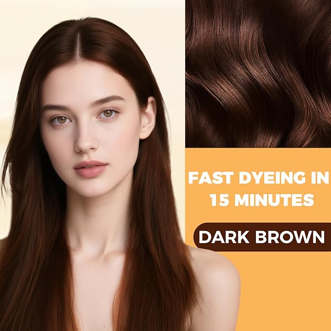 Dark Brown Hair Dye Shampoo 3 in 1 for Gray Hair Coverage, Hair Color Shampoo for Women Men, Herbal Ingredients Champu Para Pintar el Cabello (16.9 Oz)