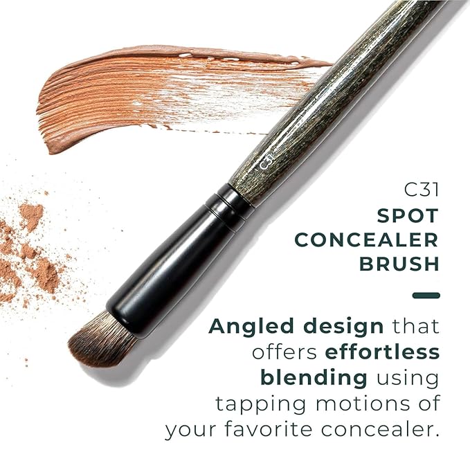 Rose and Ben Beauty C31 Spot Concealer Brush | Angled Design for Effortless Blending | High Coverage, Seamless Finish | Cruelty-Free Bristles