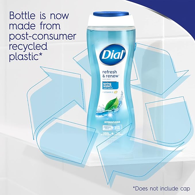 Dial Body Wash, Refresh & Renew Spring Water, 32 fl oz (Pack of 2)